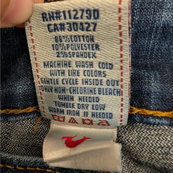 True Religion Ankle Jeans Dark Wash LowRise Straight Leg Flap Pockets - Size 26 - Picture 8 of 9